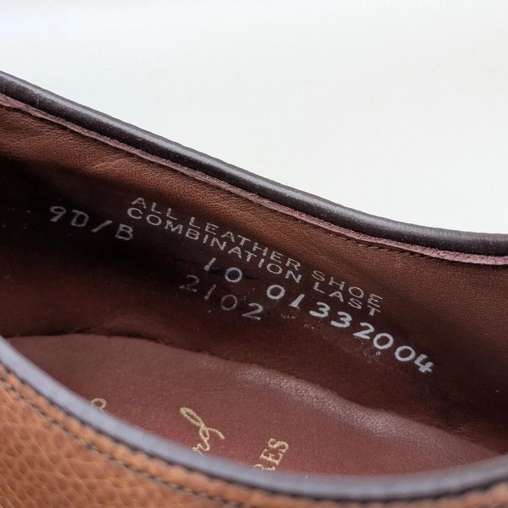 Vtg Hanover LB Sheppard Model 2102 Tan Calfskin Leather Derby Blucher Size 9